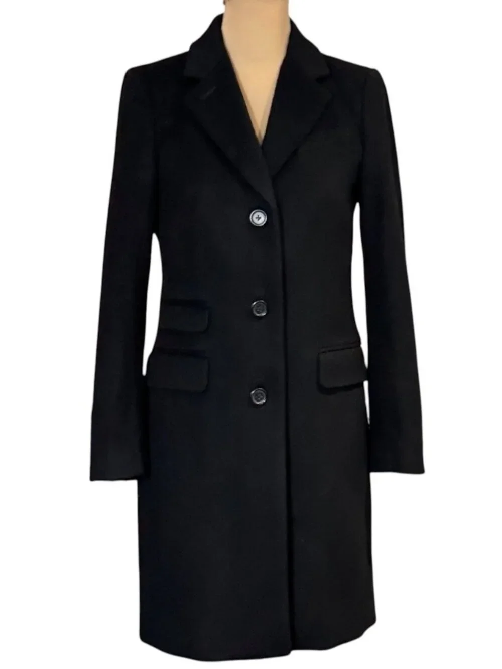￼J.Crew Nello Gori Italian Wool Black Pea Coat 2 Thinsulate Minimalist Preppy